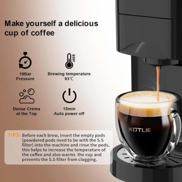 Kotlie 513K Nespresso original/K cup illy 44mm ESE coffee 19Bar Espresso Maker - Picture 6 of 10